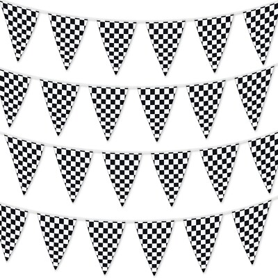 Checkered Flags Black and White 30'  100  FT Pennant Racing Banner NASCAR Theme