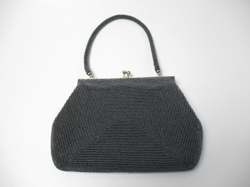 Japanese antique vintage Kimono wearer's beaded handbag pouch - Picture 3 of 7
