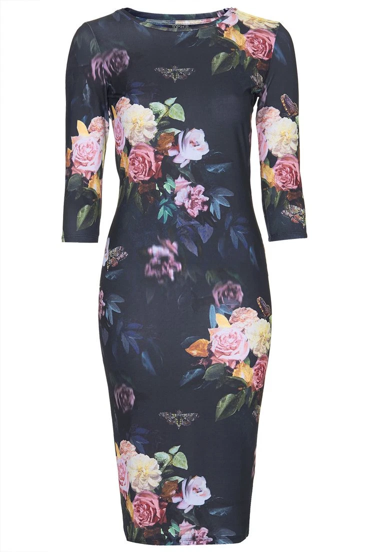 Topshop - Robe portefeuille mi-longue à imprimé floral