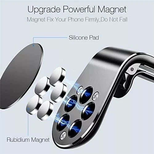Magnet Handyhalterung Auto Lüftung Universal Aluminium 360°stabil KFZ Smartphone - Bild 5 von 10