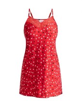 JOYSPUN Women  s Plus Size 2X 18W-20W Lace Trim Knit Chemise   Red Hearts