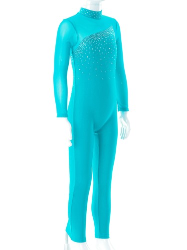 UK Kid Girls Shiny Gymnastics Leotard Long Sleeve Jumpsuit Ice Skating Dancewear - Picture 41 of 60