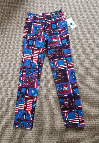 Versace Rare Vintage 90s USA UK Union Jack Flags Print Pattern Denim Jeans W31 - Picture 7 of 20
