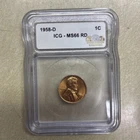 1958D ICG MS66 RD 1 cent Lincoln Wheat Cent penny LAST YEAR Special Label Slab