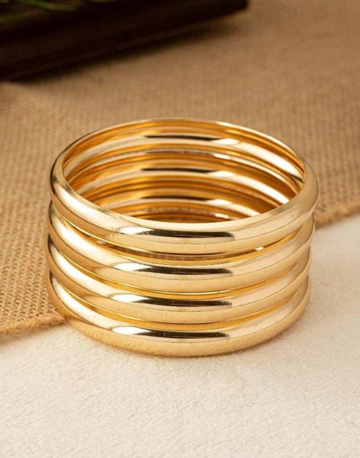 Bracelet jonc large doré hypoallergénique manchette anti ternissement - 4