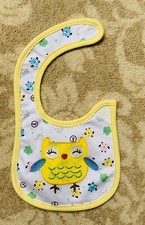 Bavaglino da dentizione bambina/ragazzo - simpatico gufo giallo - 100% cotone - nuovo