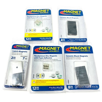 5 Pack of Magnet Source Magnets Disc (24 Pk) Block (16 Pk) Latch (2 pk) Magnets