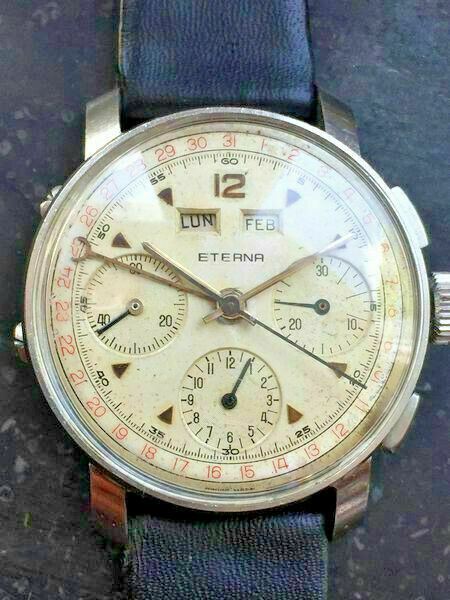 vintage Eterna Dato-Compax triple calendar chronograph Valjoux 72C manufactory