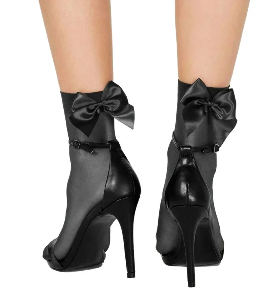 Paquete de 2 calcetines de moda INC transparentes con moño trasero talla única negros borgoña Foto 2 de 4