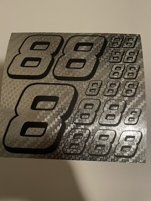 Chrome Silver  w/ Black  #8 s  Racing #'s Vinyl Decals 1/10-1/12 Defective Box L