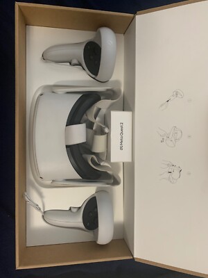 meta quest 2 128gb used with controllers, and a vr cable to connect to a pc