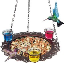 Bird Feeder Hanging Tray, Seed Tray Bird Bath Tray 3 Cups for Bird Feeders