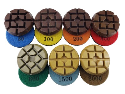 3'' Resin Bond Diamond Polishing Pads, Dark or White Resin, Wet or Dry, Set of 3