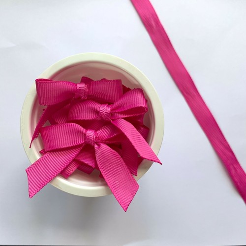 Hot Pink Hand Tied 20 Bow Pack 13mm solid Grosgrain Ribbon Crafting Card Making - Picture 6 of 8