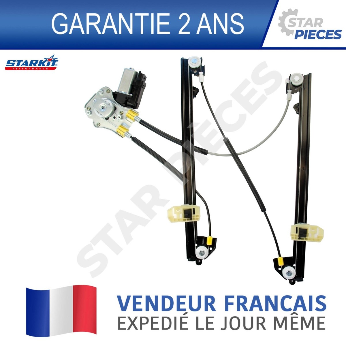 STARKIT PERFORMANCE L&egrave;ve-vitre &Eacute;lectrique Conducteur Renault Megane 2 ( 2002-2008) - Avec Moteur - Compatible Option Confort - R&eacute;f OEM 8200325136 Moteur Levage Vitre