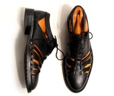 Retro Mens Real Cow Leather Sandals Shoes Hollow out Lace up Runway Business New