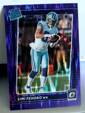 Simi Fehoko Purple Shock Prizm Rated Rookie Optic RC #242 Dallas Cowboys