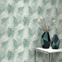 Vliestapete Floral BläTter Dschungel GrüN Weiß Metallic 10350-07 (2,62€/1Qm)