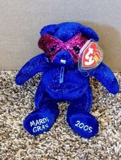Ty Beanie Babies Mardis Gras Bear Plush