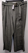 NEW J Jill Wide Leg Capri Pants Plus 2X Inseam 24.5" Green Linen Spandex Viscose