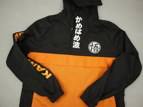 Dragon Ball Z Jacket Men Medium Orange 1/4 Zip Pullover Hood Kamehameha Boxlunch - Picture 2 of 7