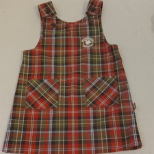 Primrose School Uniforms plaid Jumper Dress Girls Size 2 Uniform Pockets Logo
