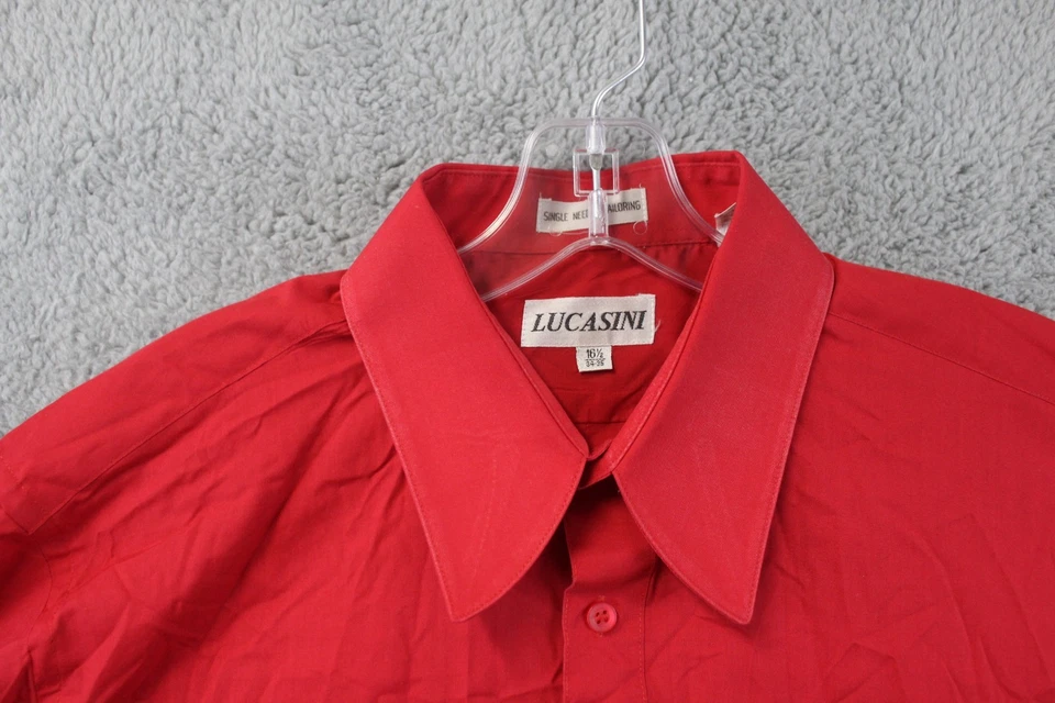 Camisa Lucasini Hombre Roja Manga Larga, Talla 16 1/2 (34-35) Foto 3 de 4