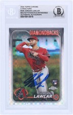 Jordan Lawlar Diamondbacks Signed '24 Topps Chrome X-Fractor 229 BAS Rookie Card