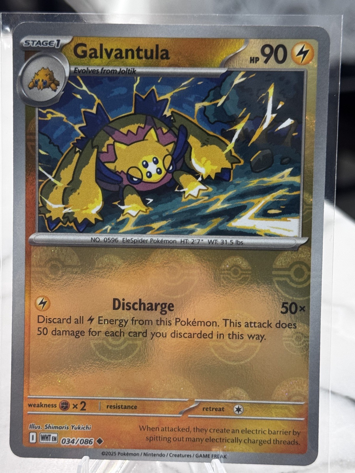 Galvantula 034/086 Sv: White Flare Pokeball Reverse Holo NM