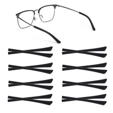 8 Pairs Eyeglass End Tips Ear Sock Pieces for Glasses Soft Silicone Black