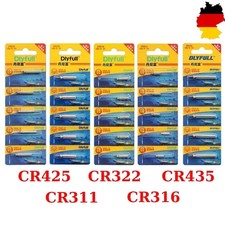 10x CR435, CR425, CR322 3V Stabbatterie Elekt...