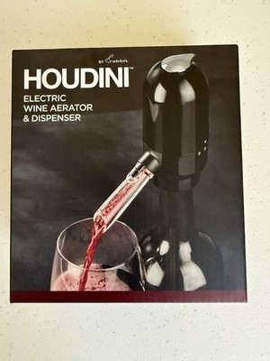Houdini Electric Wine Aerator & Dispenser Black Stainless Steel Battery Operated