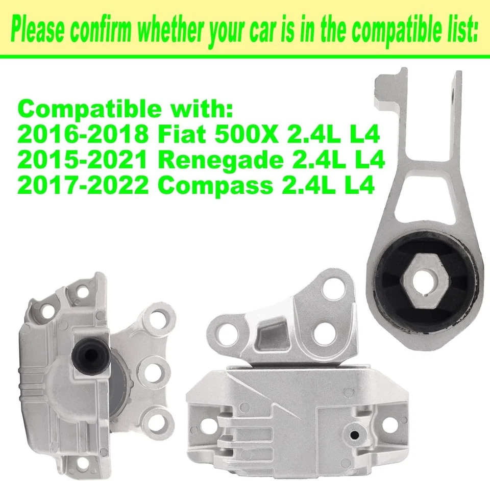 Reliable Engine Motor Mounts - 2016-2018 Fiat 500X & Compatibility Assured Foto 4 de 4