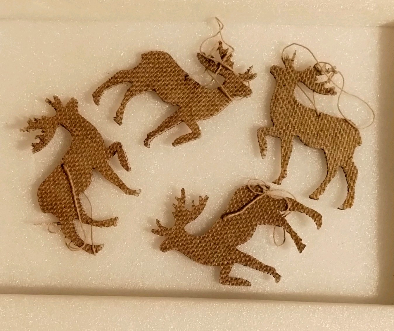 Set of 4 Brown Wooden Reindeer Hanging Ornaments for Christmas Holiday Decor