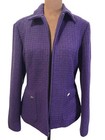 Coldwater Creek Blazer Jacket Women’s Size Petite 8 Purple Zip Up W Zip Pockets