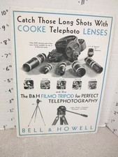 BELL HOWELL 1930 movie projector camera store display sign FILMO Cooke telephoto