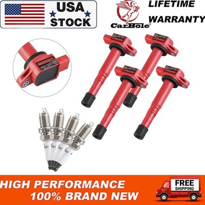 High Performance 4 Spark Plugs Coils Pack for Honda Accord CR-V Element