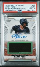 2025 TOPPS PRO DEBUT PRO DEBUT TAG AUTO RELIC HARRY FORD 76/200 PSA 9 AUTO 10