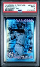 2024 Topps Chrome UPD Austin Wells Frozenfractor -1/0 PSA 9 Mint (1st on Print)