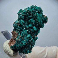 Raro cristallo di dioptasio su matrice, miniera di Tsumeb, Namibia, 38*22*11mm