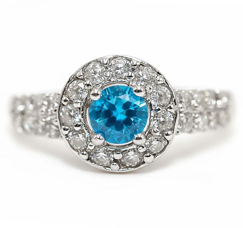 2CT Heat Treated Blue Topaz 925 Solid Sterling Silver Ring Jewelry Sz 7 NF1-1