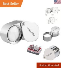 Foldable 30x Jeweler's Loupe Pocket Magnifier - Lightweight Durable Glass Lens