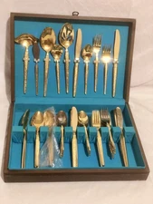 Royalton Antigua Custom 54 Piece Lot Of Gold Electroplate Silverware