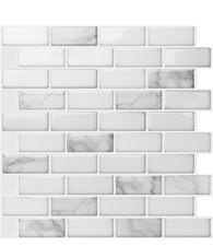 Art3d 10-Sheet Peel and Stick Backsplash Tile in White Marble, Self-Adhesive