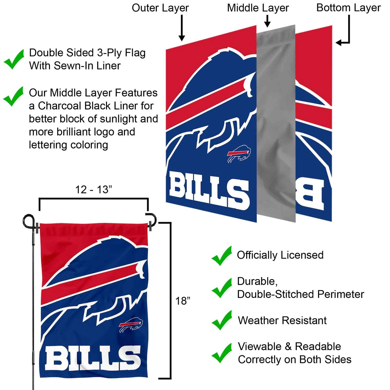 Buffalo Bills Large Logo  Garden Yard Banner Flag