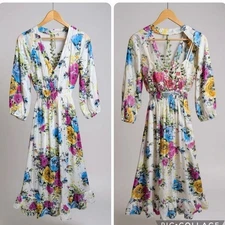 Aratta Silent Journey Floral Embroidered Maxi Dress NWOT Small