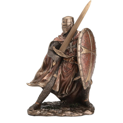 Panzerkreuzritter Tempelritter mit Schwert und Schild Kaltguss Bronze & Resin