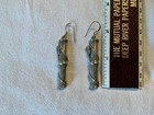 STERLING SILVER BAMBOO DANGLE/DROP EARRINGS 1 7/8" LONG 10 GRAMS — photo 2