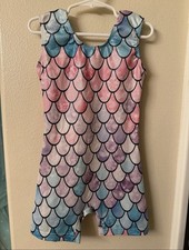Funnyco.kid Girls' Sleeveless Mermaid Scale Gymnastics Leotard Size 130