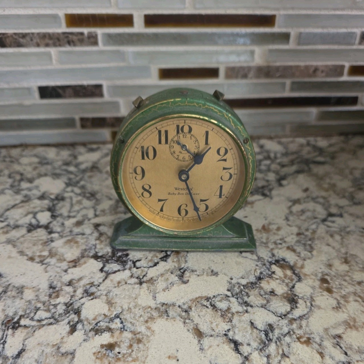 Antique 1927 Green Finish Westclox Baby Ben De Luxe Alarm Clock -Working